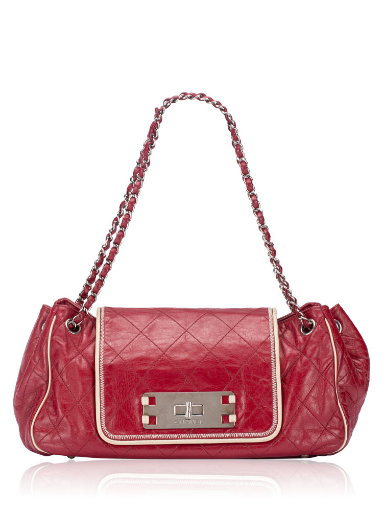 Lambskin East West Accordion Flap Bag Light Bordeaux