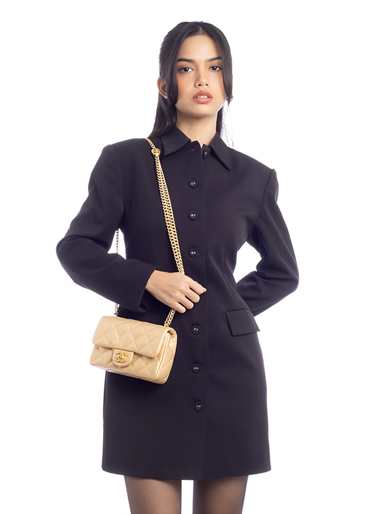 Lambskin Mini Rectangle Classic Flap Bag with Sweetheart Chain Gold