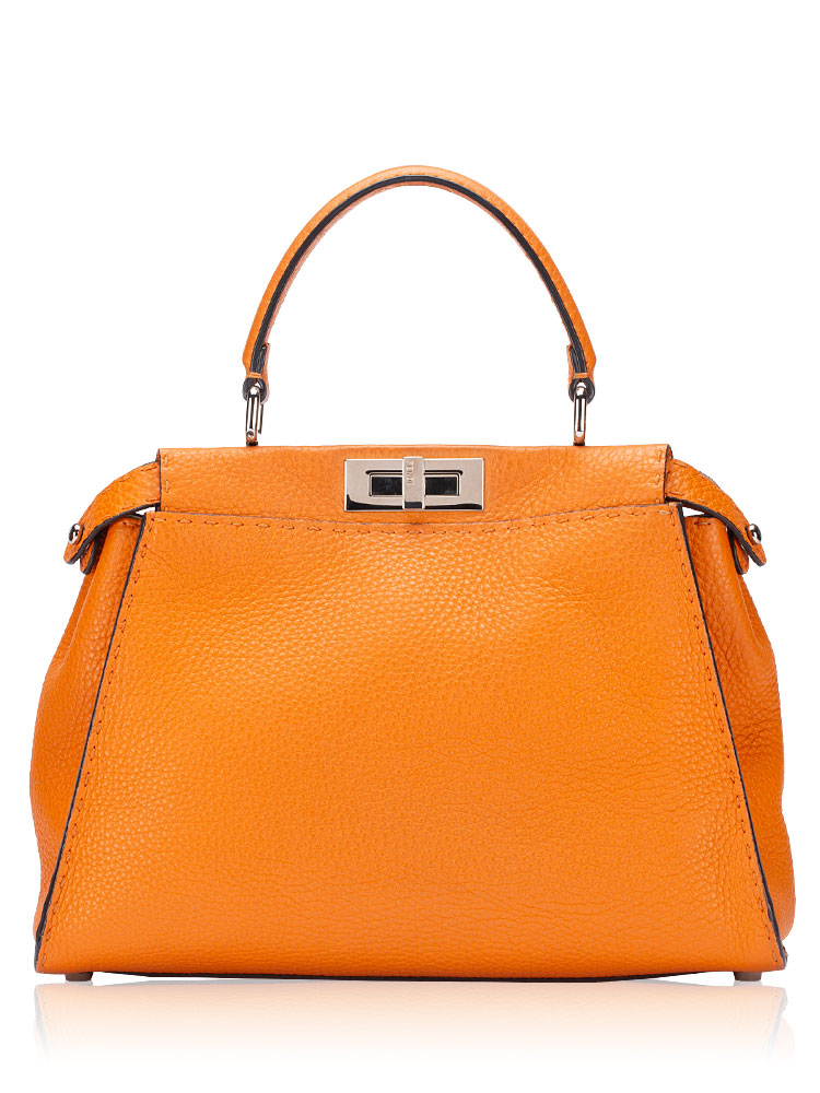 Cuoio Romano Selleria Bi-Color Peekaboo Medium Satchel Orange