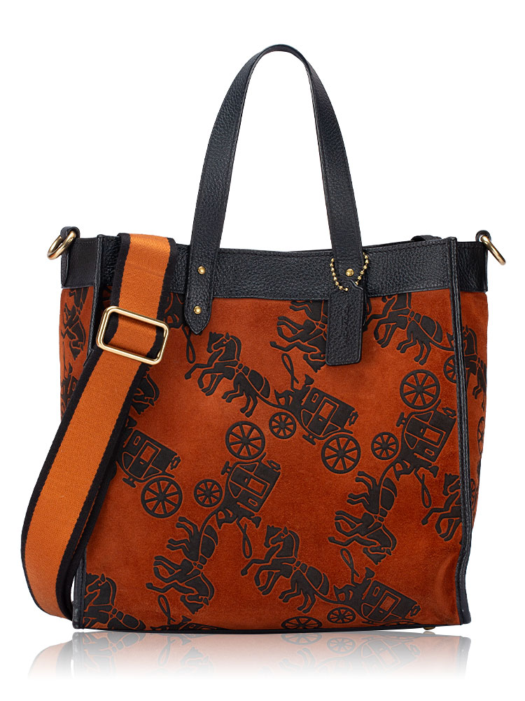 C0081 Field Horse And Carriage 30 Tote Black Orange