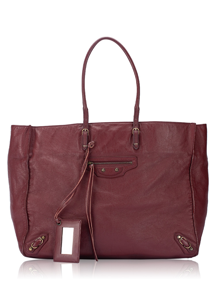 Calfskin Papier A4 Tote Bag Bordeaux