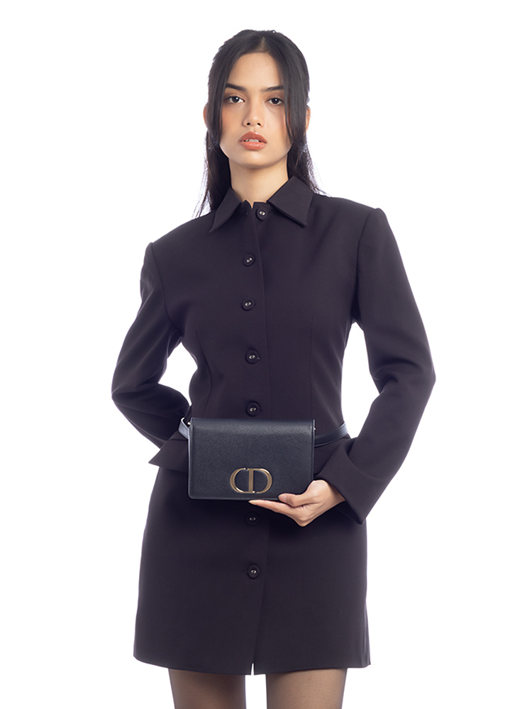 Calfskin 30 Montaigne 2-In-1 Chain Bag Black