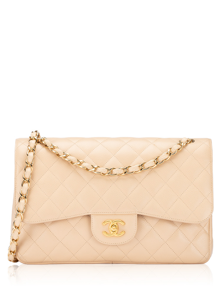 Caviar Classic Jumbo Double Flap Bag Beige