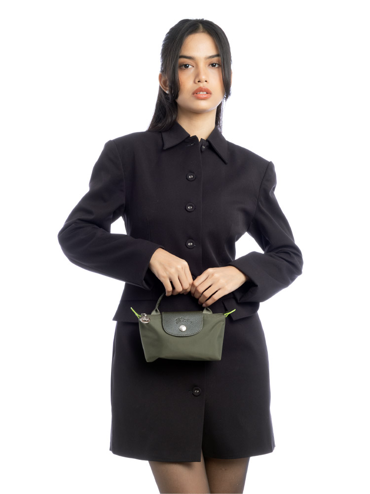 Le Pliage Green Pouch With Handle Forest