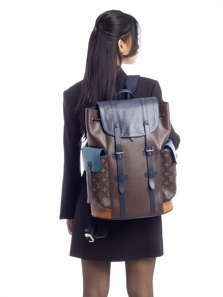 Epi Monogram Christopher Backpack PM Brown Blue