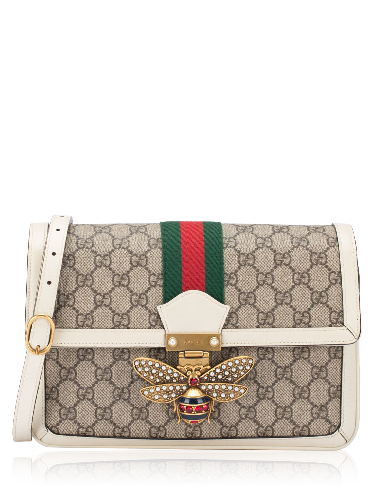 GG Supreme Queen Margaret Medium Shoulder Bag Mystic White