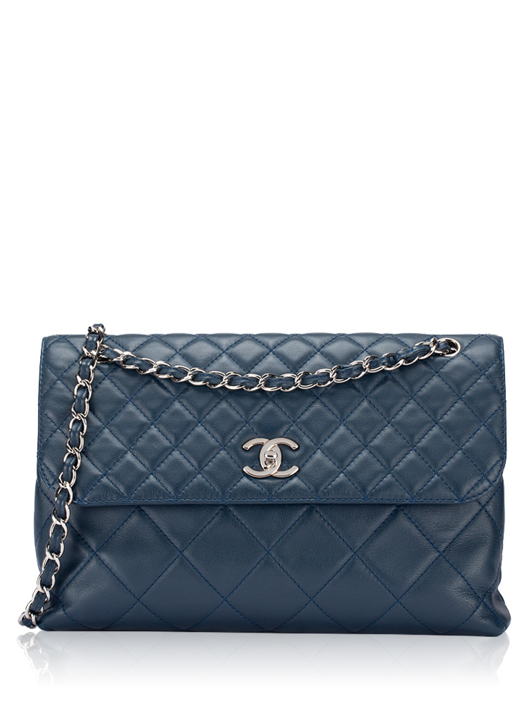 Calfskin In the Business Flap Bag Dark Blue