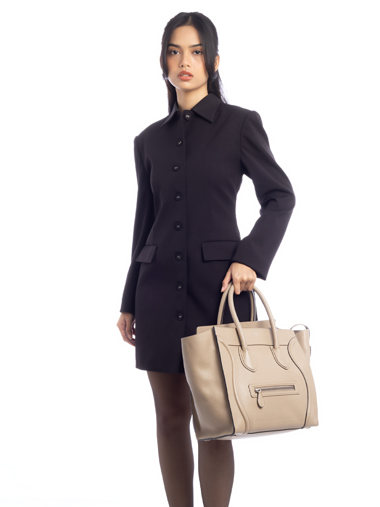 Drummed Calfskin Mini Luggage Dune