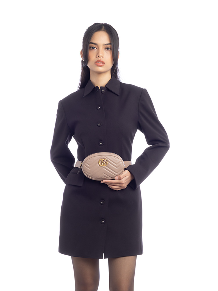 GG Marmont Matelasse Belt Bag Porcelain Rose Sz 85