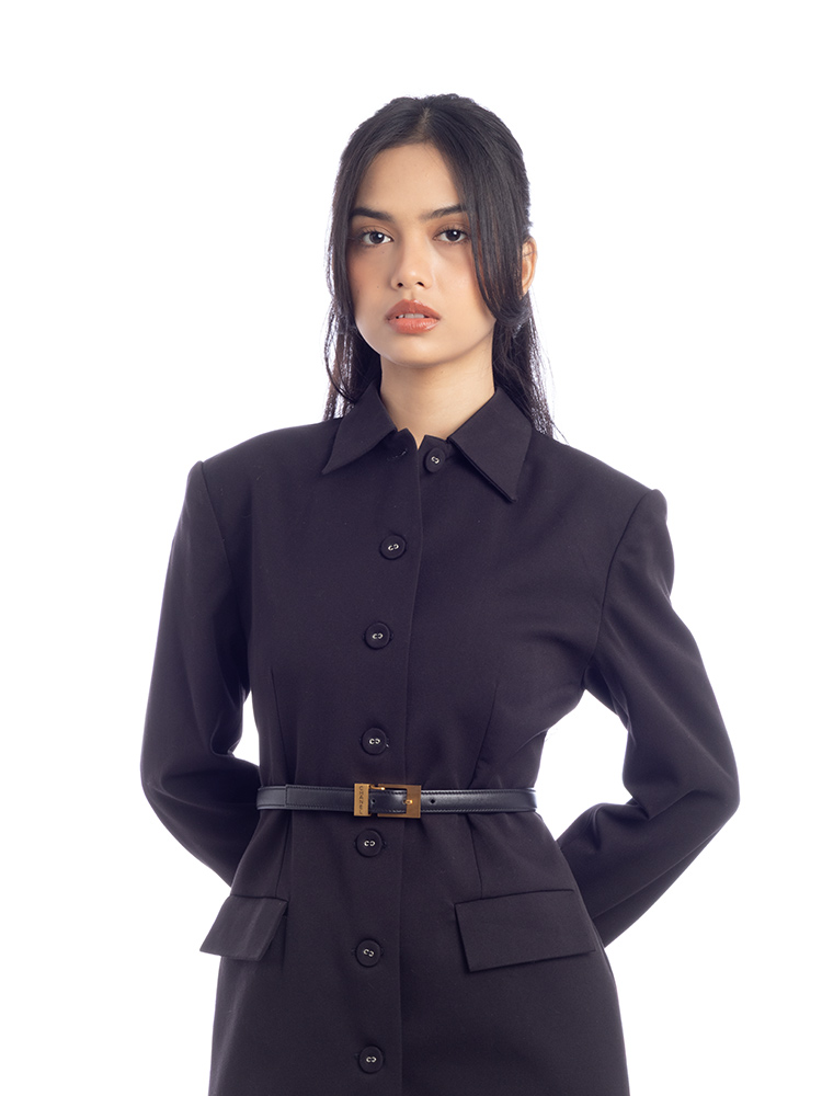 Vintage Lambskin Buckle Belt Black Sz 65