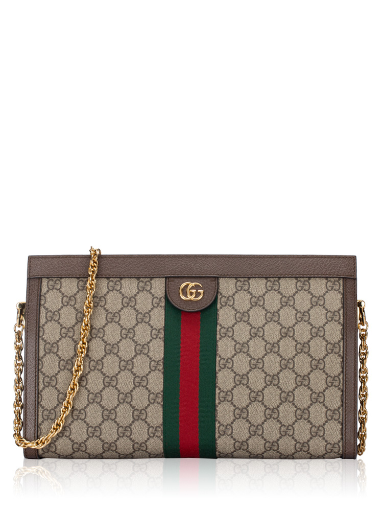 GG Supreme Web Ophidia Medium Chain Shoulder Bag Beige Ebony