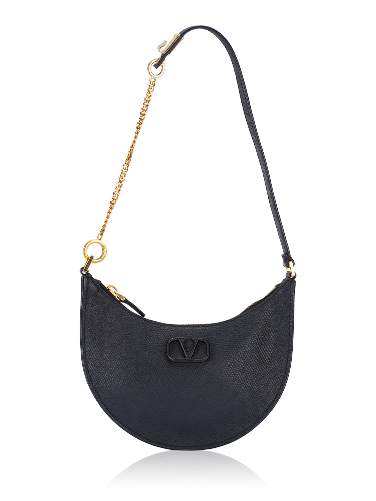 Calfskin Vlogo Mini Hobo Black
