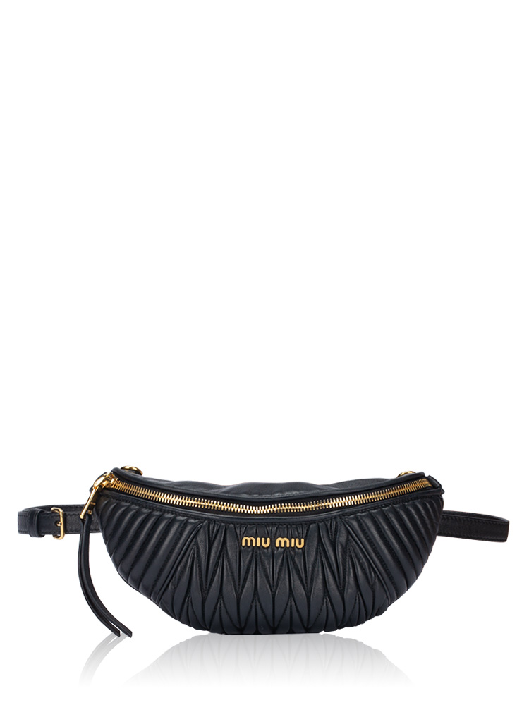 Nappa Matelasse Belt Bag Black