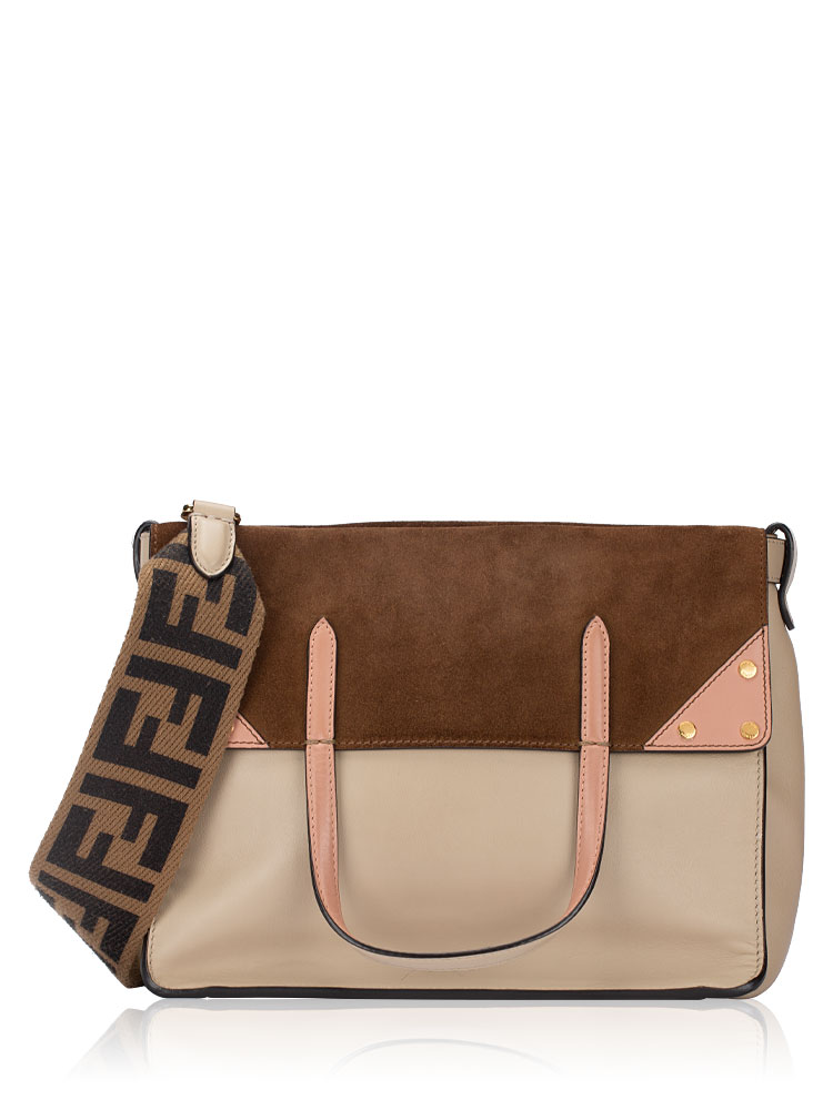 Vitello Grace Suede Large Flip Tote Brown Rosa Bourbon