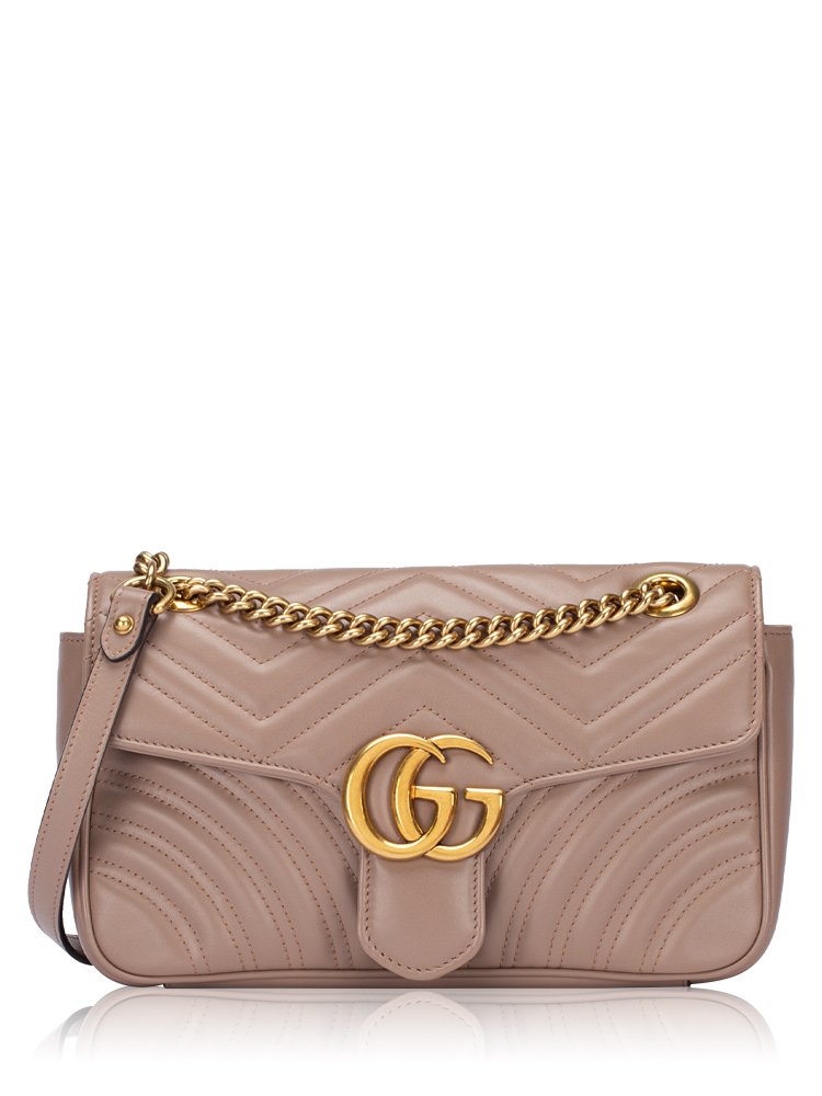 Calfskin GG Marmont Matelasse Small Shoulder Bag Porcelain Rose