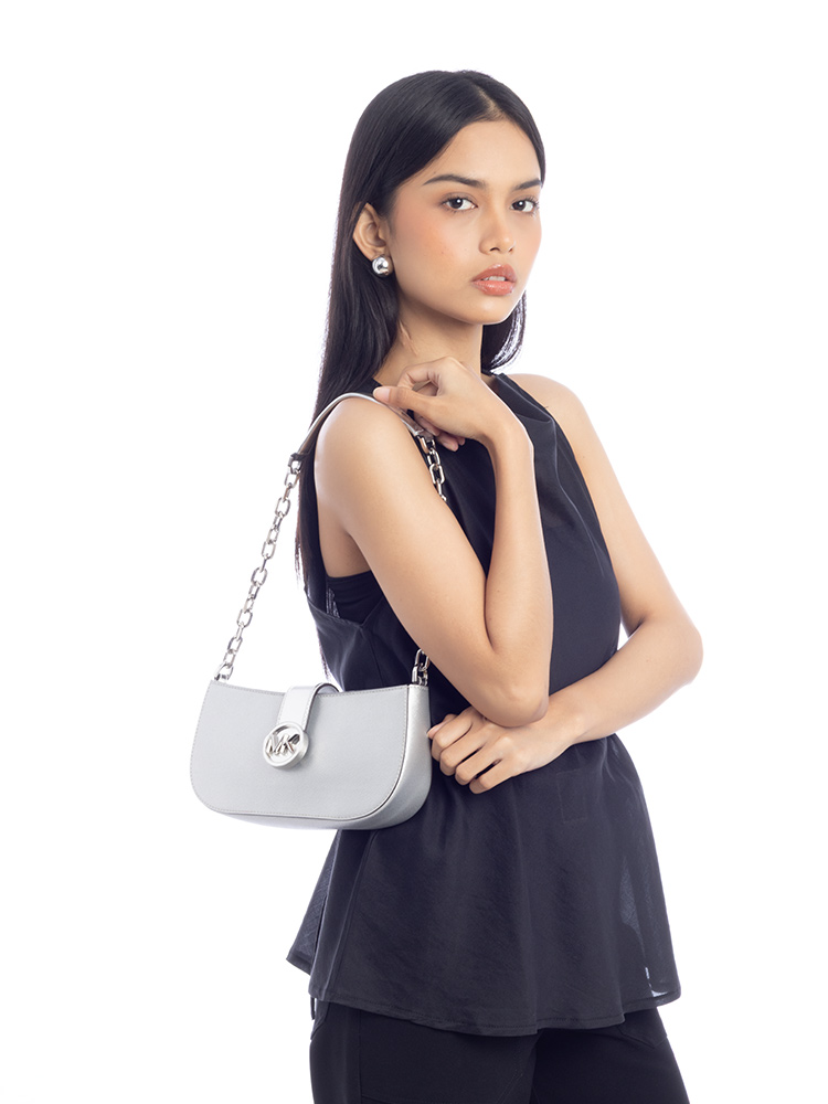 Carmen Small Pouchette Shoulder Bag Silver