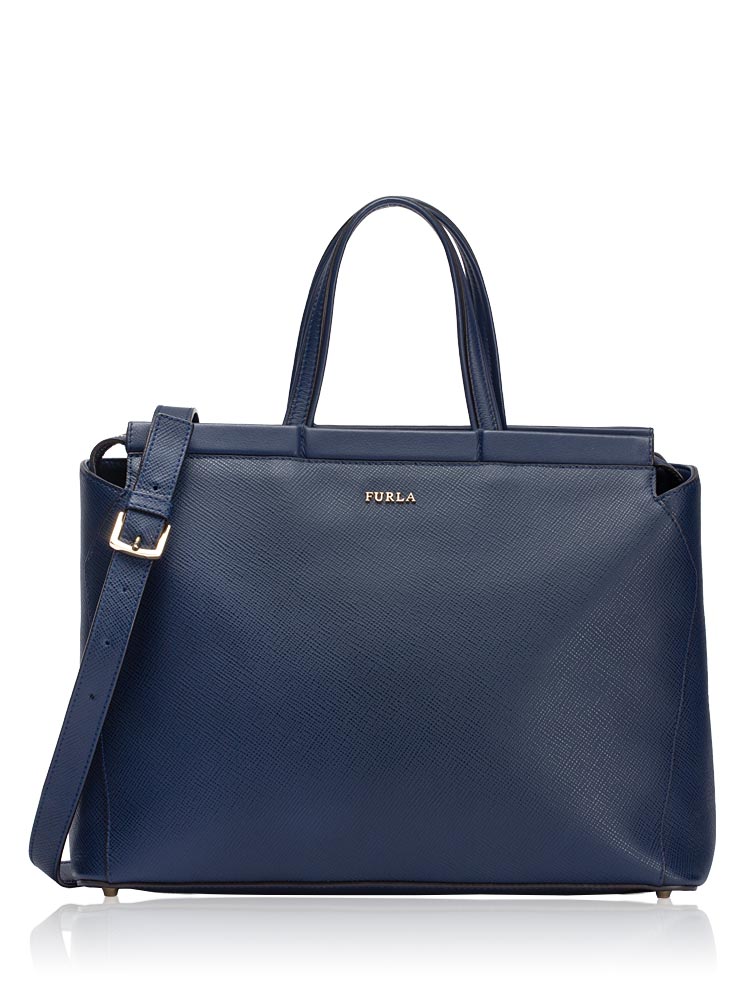 Talia Leather Large Satchel Navy