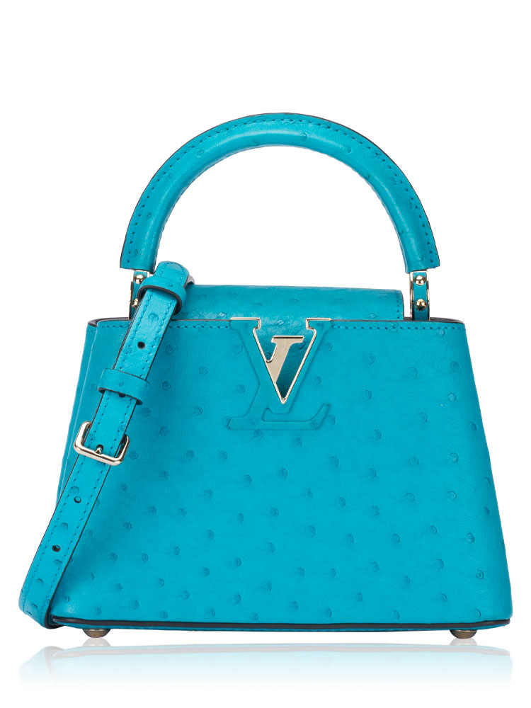 Ostrich Mini Capucines Candy Blue