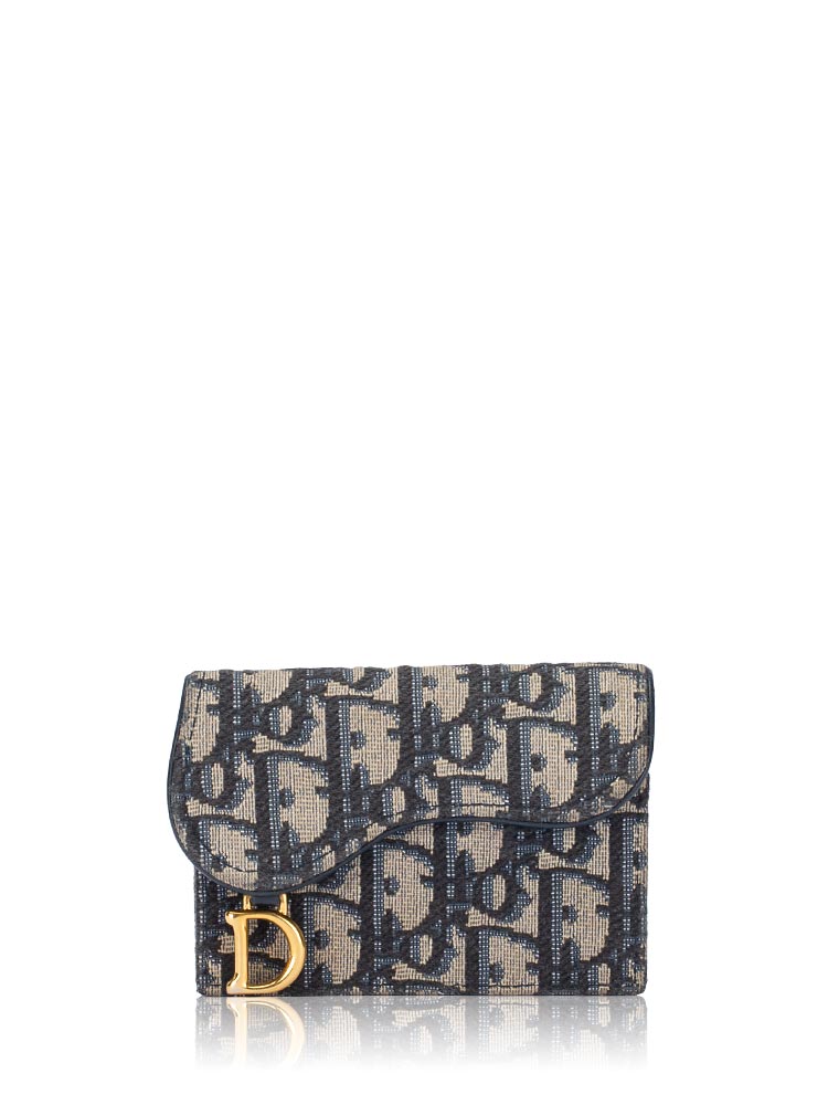 Oblique Saddle Card Wallet Blue