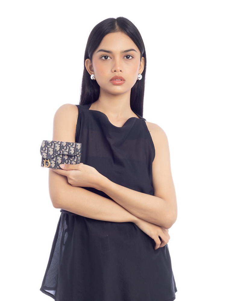 Oblique Saddle Card Wallet Blue