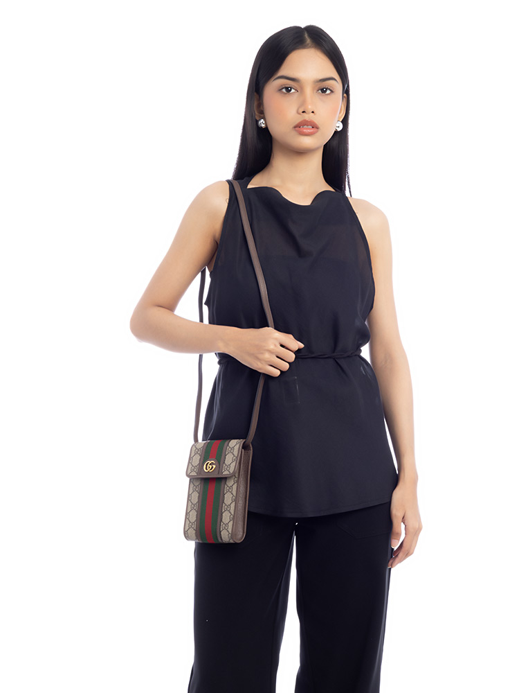 GG Supreme Web Ophidia Mini Crossbody Beige New Acero