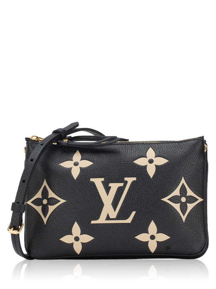 Monogram Empreinte Double Zip Pochette Noir Crème