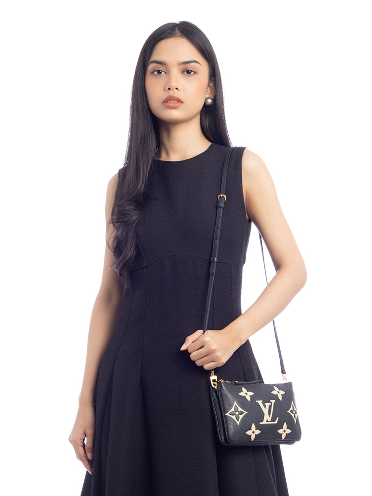 Monogram Empreinte Double Zip Pochette Noir Crème