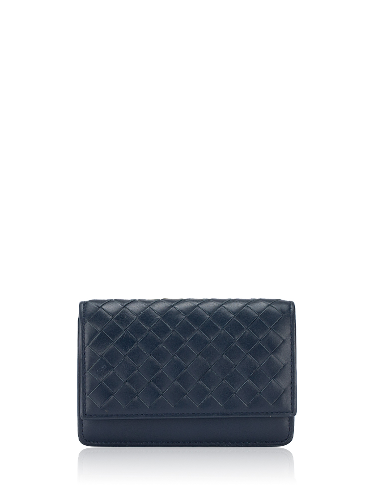 Nappa Intrecciato Accordion Card Wallet Navy