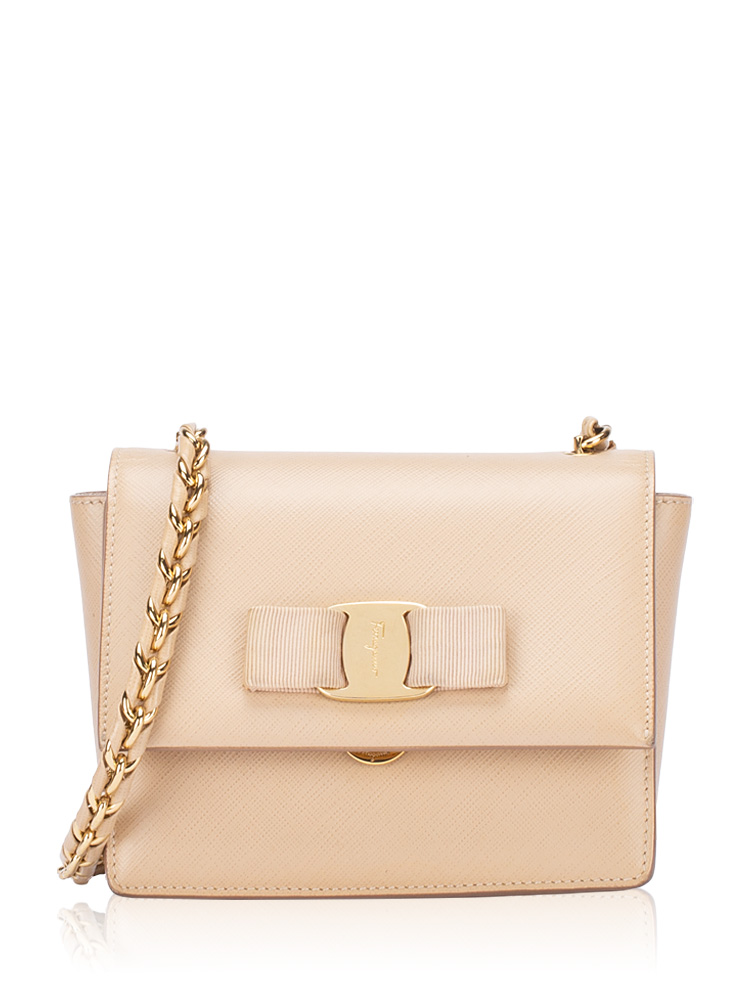 Printed Calfskin Vara Bow Mini Crossbody Light Pink