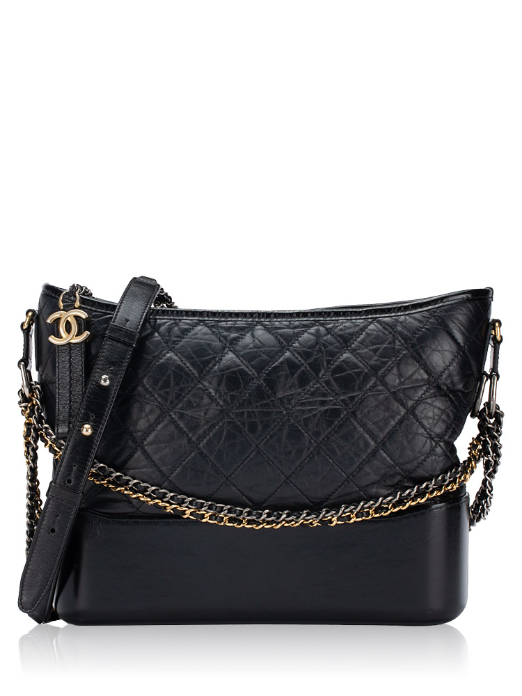 Aged Calfskin Gabrielle Medium Hobo Black