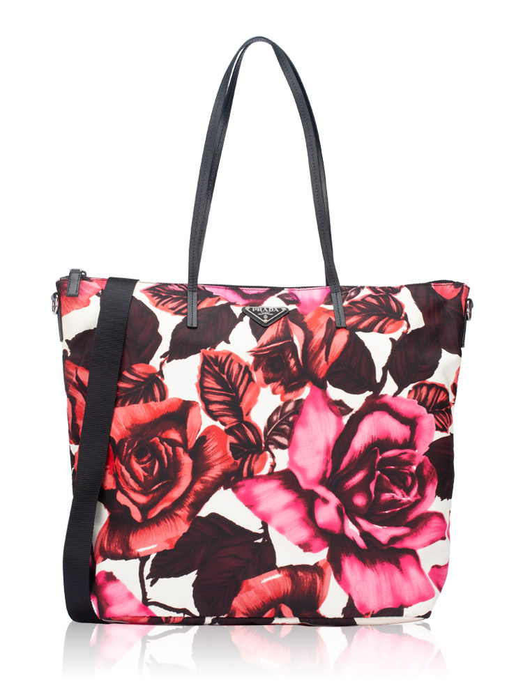 1BG189 Tessuto Stampato 2 Way Tote Pink Rose