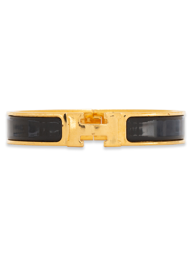 Enamel Narrow Clic Clac H Bracelet PM Noir