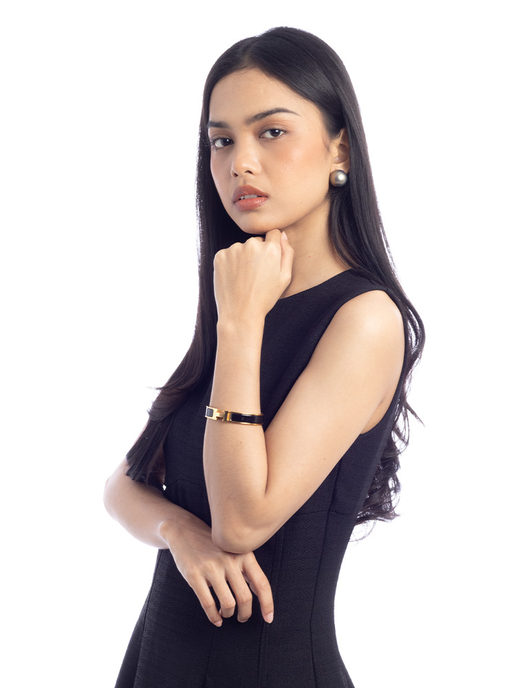 Enamel Narrow Clic Clac H Bracelet PM Noir