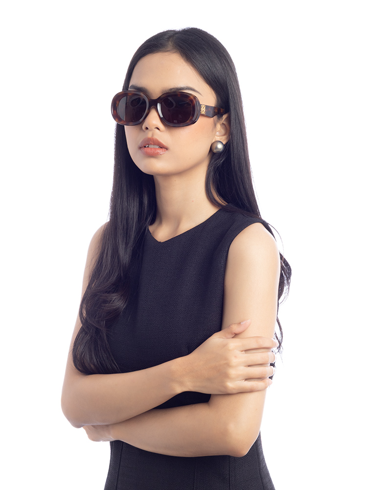 LW40103U Anagram Chunky Round Sunglasses Havana