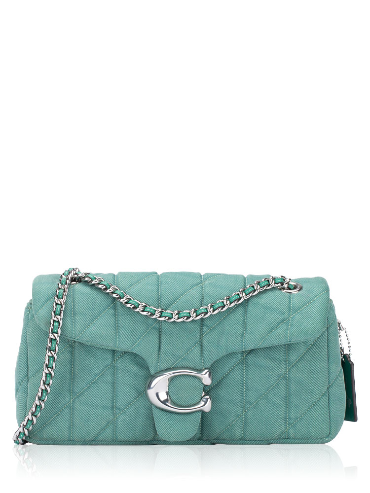CBG31 Tabby Quilted Denim Shoulder Bag 26 Ivy