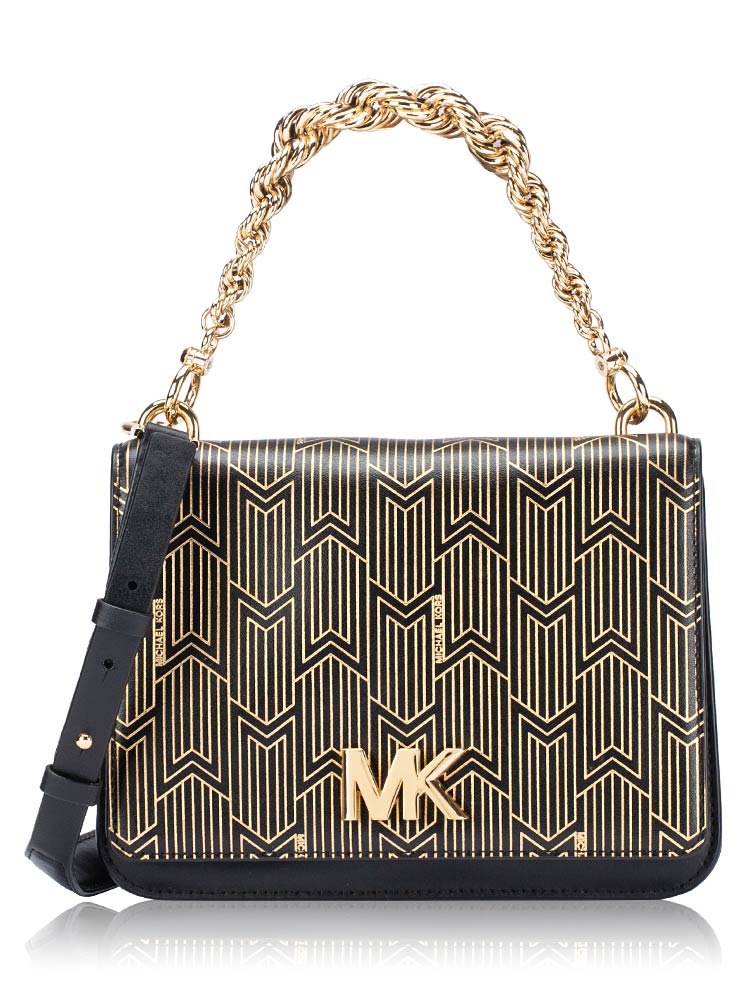 Mott Metallic Deco Leather Crossbody Black Gold