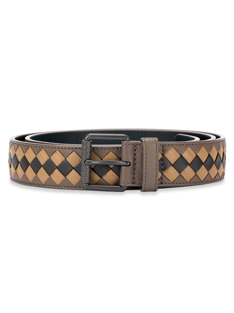 Nappa Intrecciato Belt Brown Multicolor Sz 105