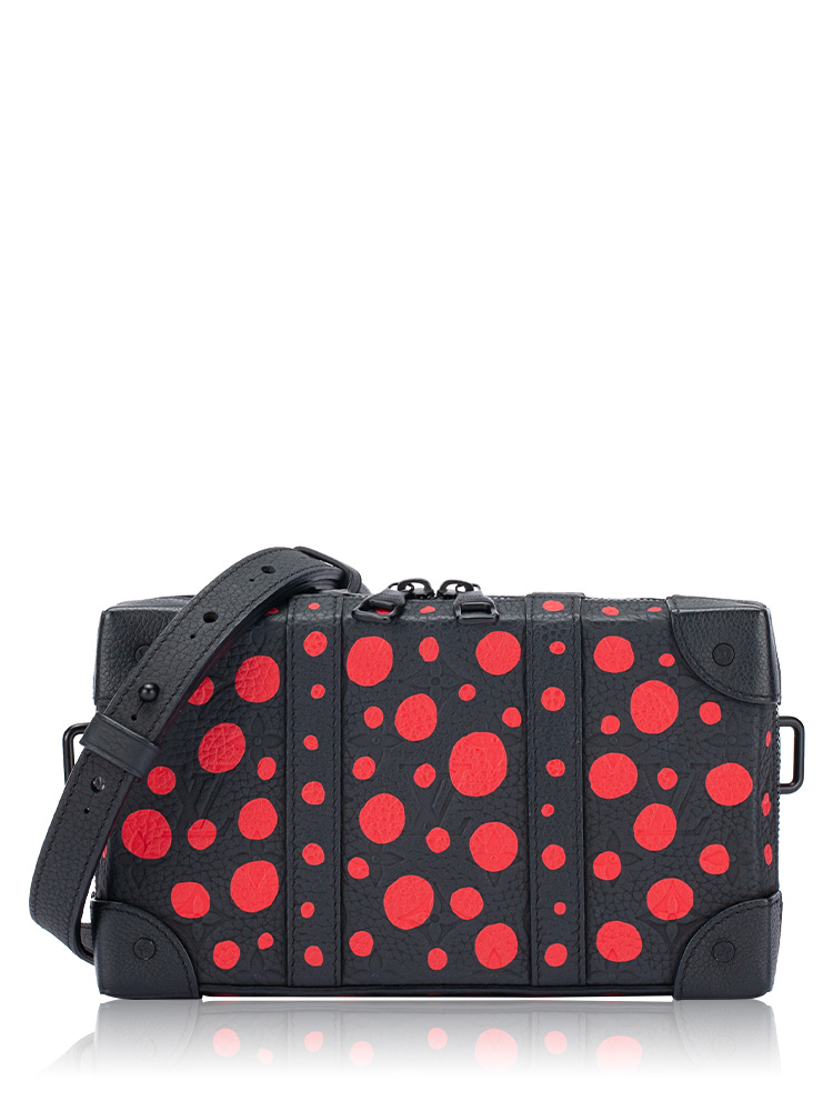 X Yayoi Kusama Taurillon Monogram Soft Trunk Wallet Black Red