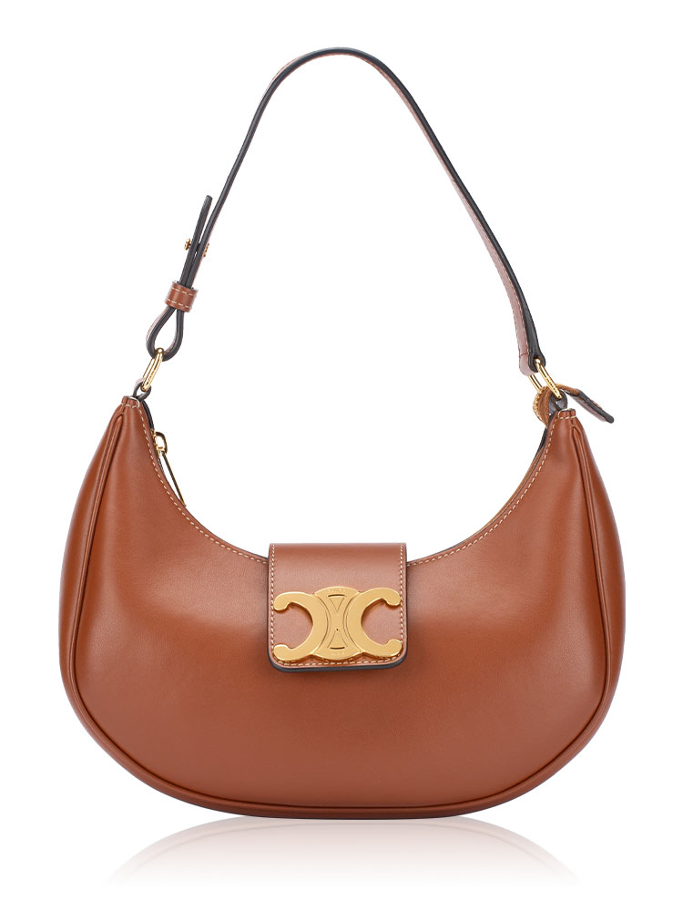 Smooth Calfskin Triomphe Ava Medium Shoulder Bag Tan