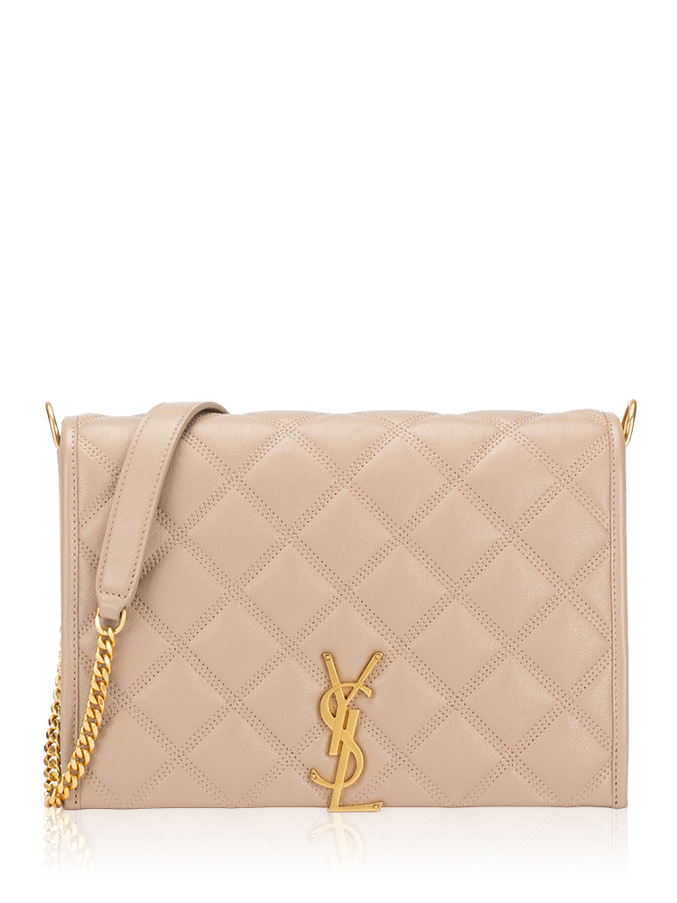 Quilted Goatskin Becky Shoulder Bag Gold Beige