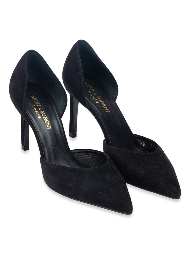 Suede D'Orsay Pumps Black Sz 36.5