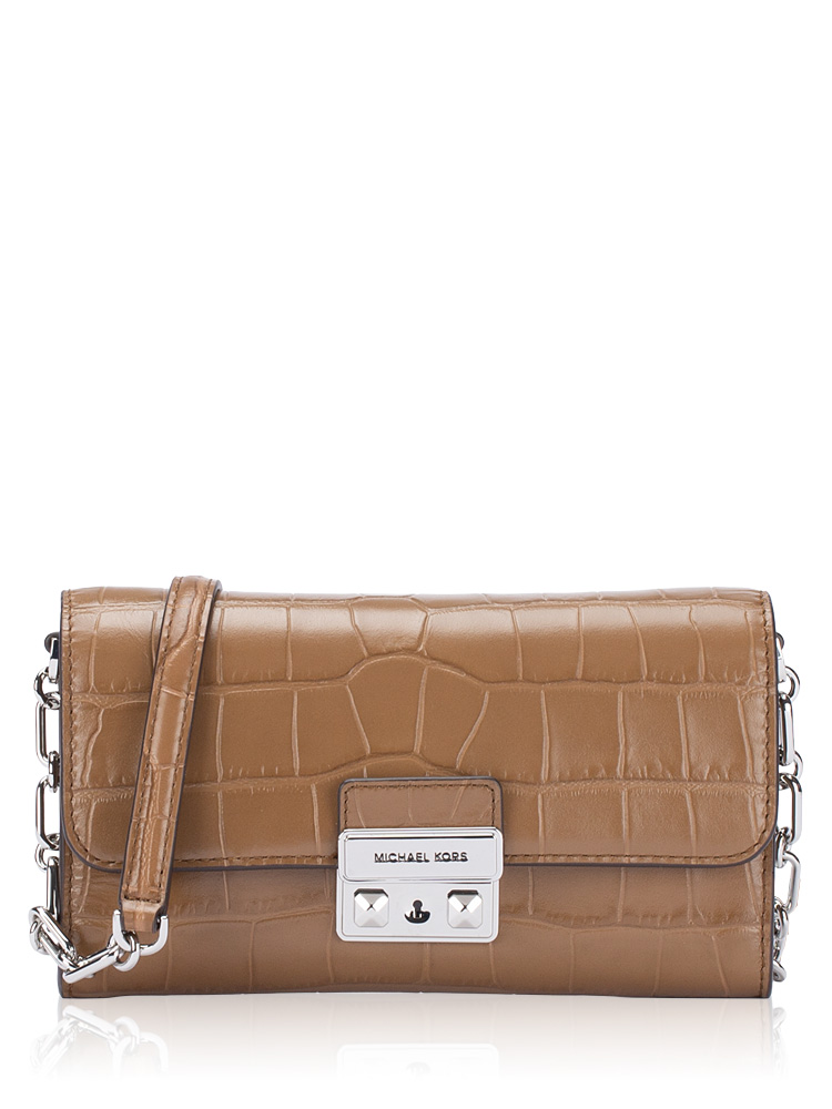 Tribeca Croco Embossed Convertible Crossbody Driftwood
