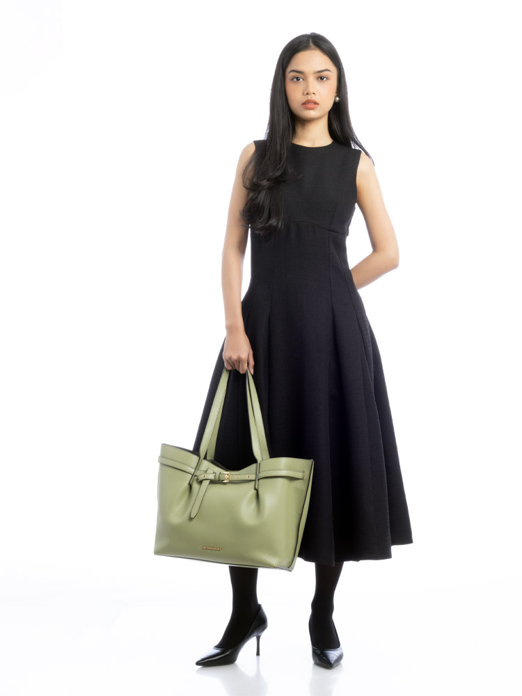 Emilia Leather Large Tote Light Sage