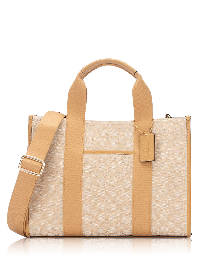 CY367 Signature Jacquard Smith Tote Light Khaki Multi