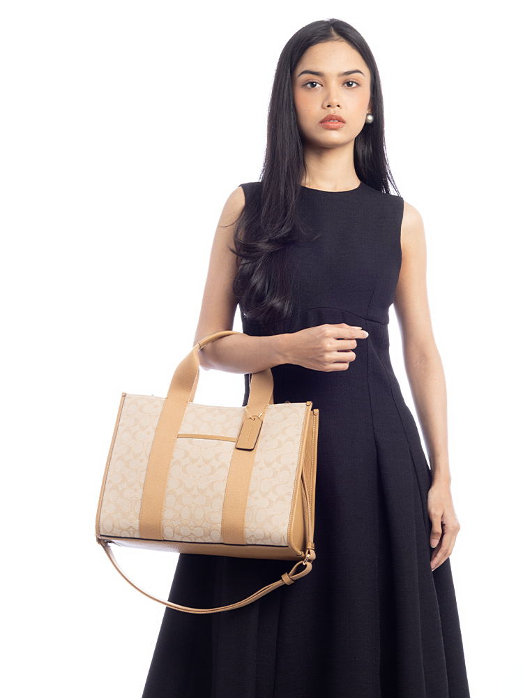 CY367 Signature Jacquard Smith Tote Light Khaki Multi