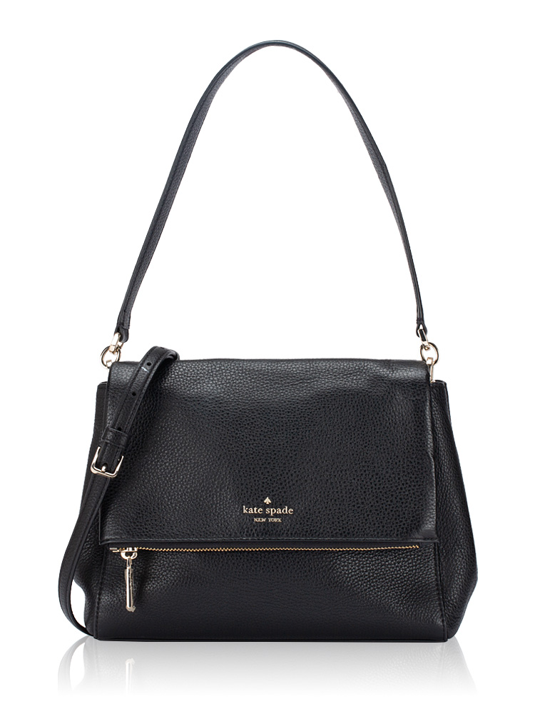 Leila Medium Flap Shoulder Bag Black