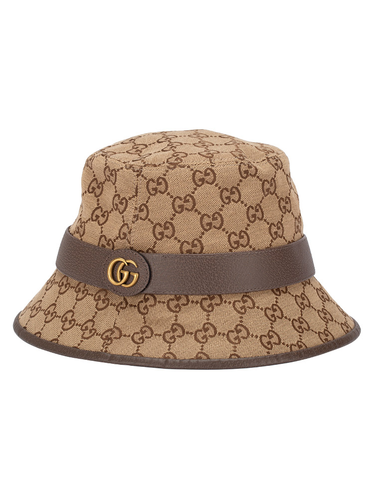 GG Canvas Jago Bucket Hat Beige Brown Sz M