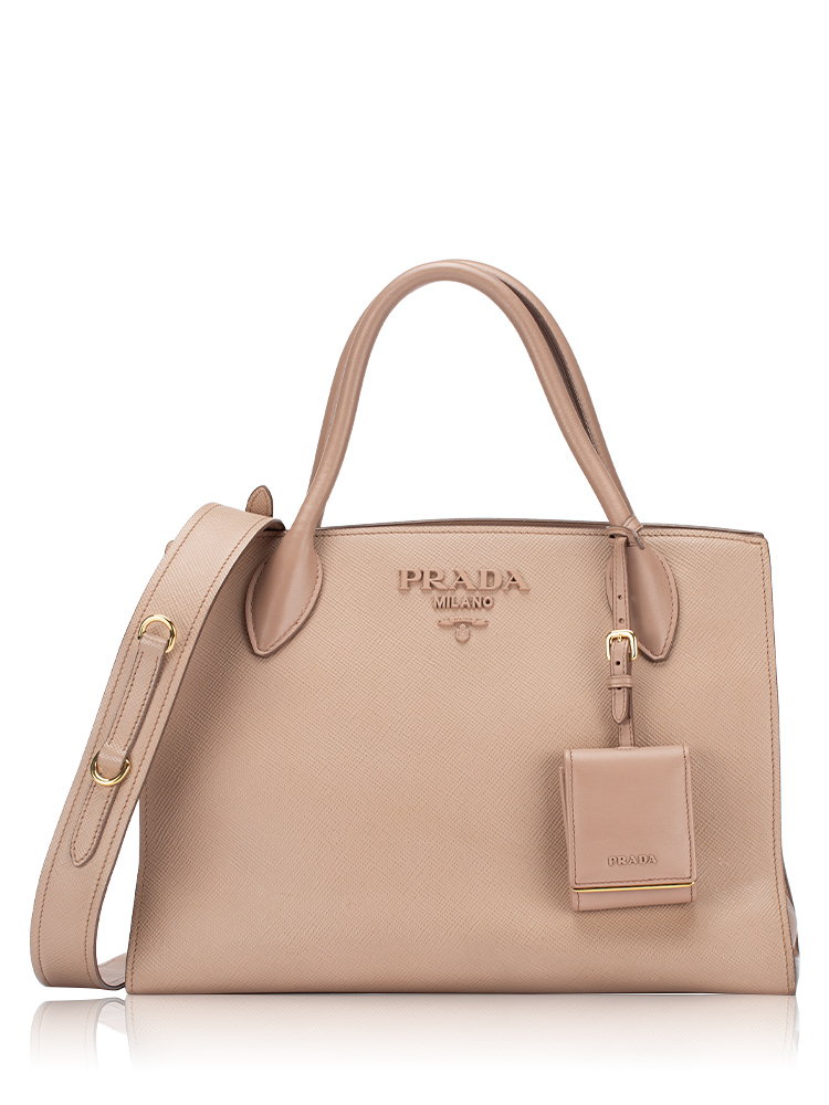 1BA155 Saffiano Cuir Medium Monochrome Bag Cipria