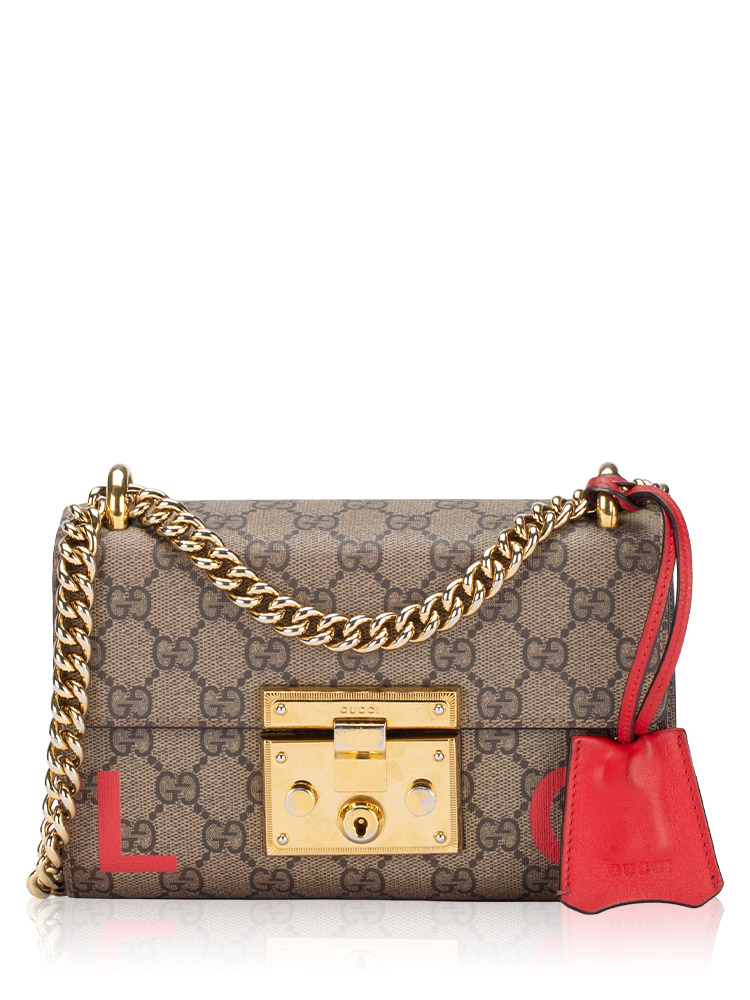 GG Supreme Valentines Day Padlock Small Shoulder Bag Beige Red