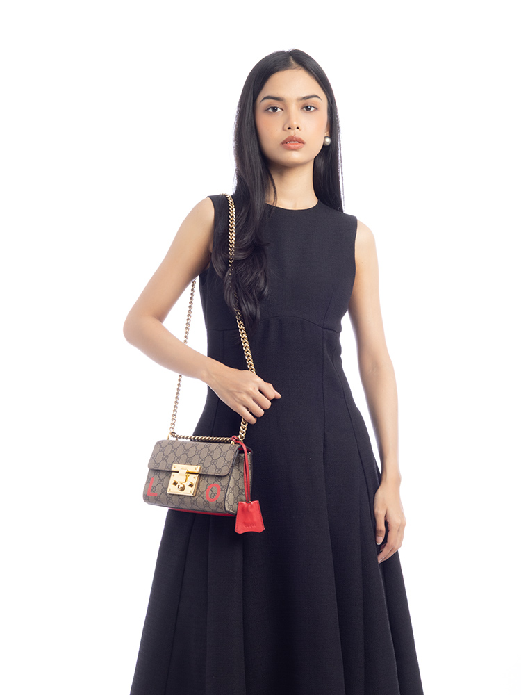 GG Supreme Valentines Day Padlock Small Shoulder Bag Beige Red